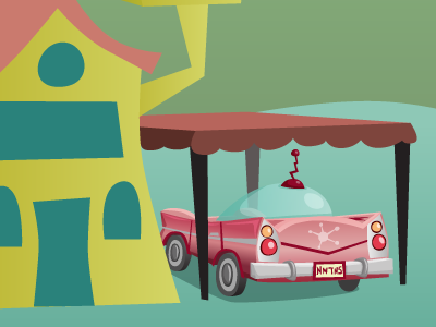 Car in Car Port car game art illustration vector