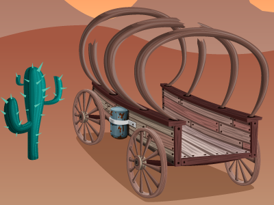Wagon and Cactus adobe illustrator cactus desert game art illustration vector art video game wagon