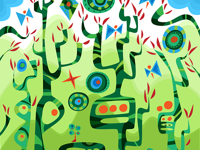 Forest abstract adobe illustrator design forest illustration jim flora vector vector art