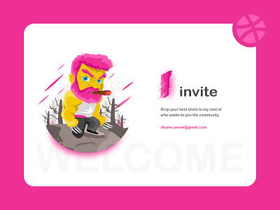 Invite1 cartoon dribbbleinvite giveaway illustration invite invite friends