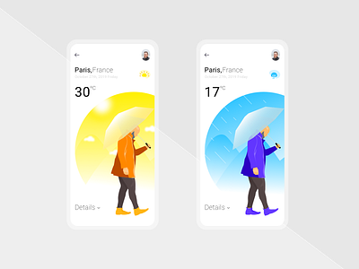 Mobile App weather app clean design flat illustration minimal mobile mobile app mobile design mobile screen mobile ui ui ux vector web