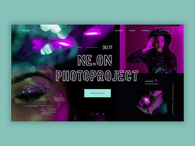 Neon photo project web page design photography typography ui ux