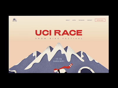 Snowbike festival web page animation concept landing design illustration minimal typography ui ux web