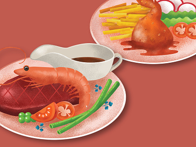 food booster cafe character chicken design food food illustration fresh illustration lobster menu plate tasty vector art