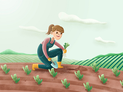 Life 2d 3d artwork character colorful design farmer garden girl illustration lanscape life vegetables