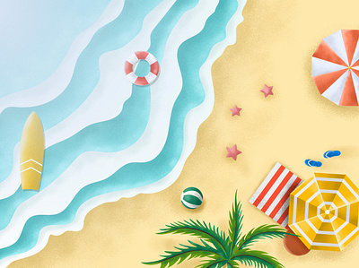 Summer time 2d beach character colorful design holiday illustration summer sunbathe texture