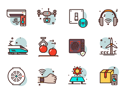 Smart Tech Icons box icons illustration industry mobile premium smart house train