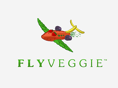 Veggie Plane Illustration brand colored concept cute green identity illustration logo plane