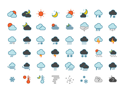 Weather Icons clouds design icons illustration ios sketch snowflake sun ui ux weather