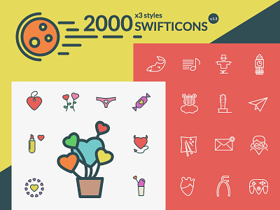 Swifticons 1.3 Update flat heart icons iconset love pattern premium romance swifticons