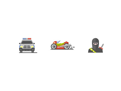 Icons car flat icon motor motorcycle ninja police speed