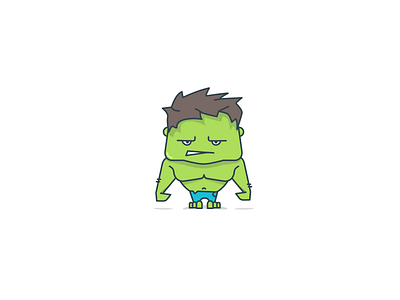 Hulk is small character cute hero hulk icon illustration movie superhero