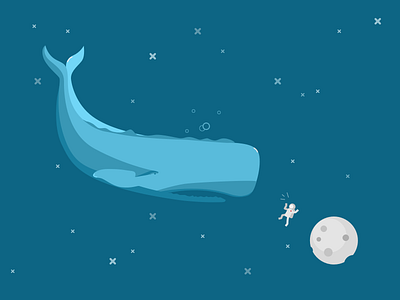 Whale vs Astro astronaut character cosmos illustration space whale