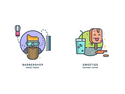 Another kind of icons barbershop beard hipster icecream icons illustrations sweetie sweeties