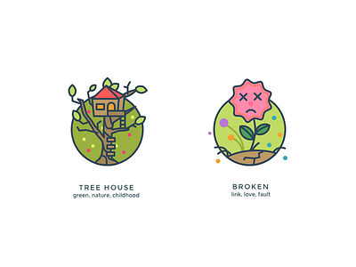 Another kind of icons 8 flower green icons illustrations sad tree
