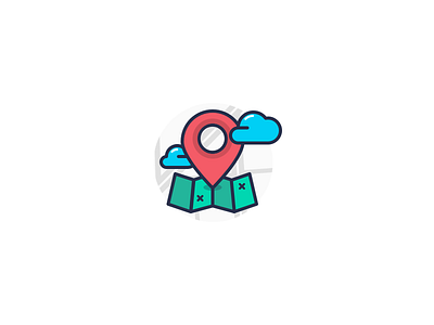 Location Illustration clouds color gps icon illustration location map outline pin road