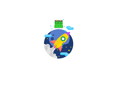 Launch Schedule calendar clouds icon illustration rocket space