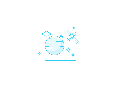 Space icon illustration planets satellite thin