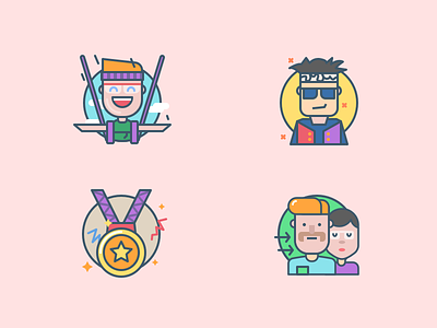 Icons for mobile app adrenaline art award family fly icons illustrations junkie