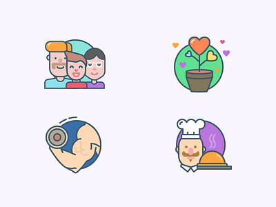 More icons chef family fitness flower icons illustrations kitchen love