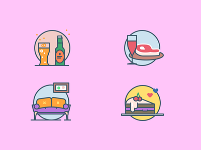 More icons cake drinks food icons illustrations meat relax vintage