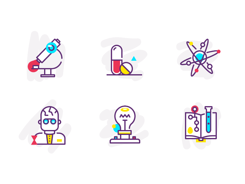 Playing with icon styles study chemistry medical science outline colour icons