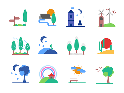 Landscape Icons Freebie download flat free freebie icons landscape travel trip