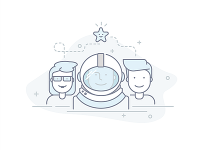 Team Illustration astronaut collegues family funny happy leader space star team