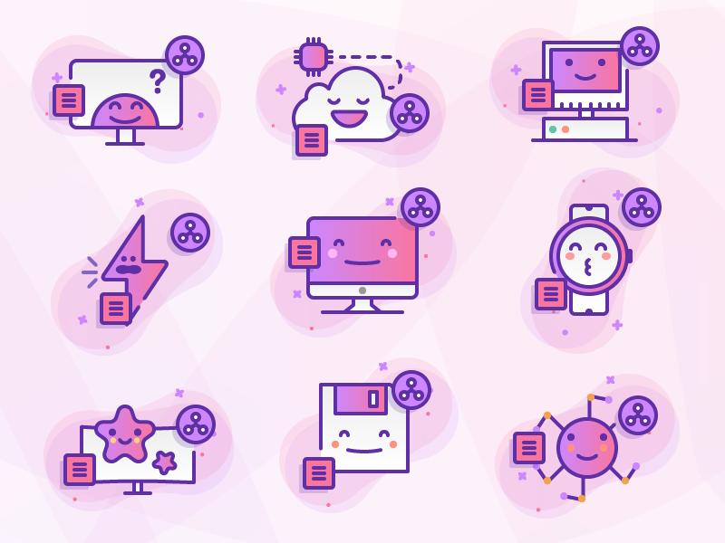 Techy Icons cloud save imac computer illustration premium icons