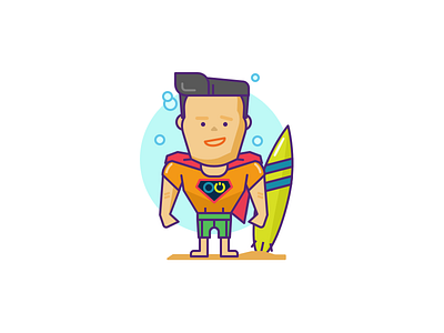 Support Surfer avatar character hero illustration profile superhero surfers tech