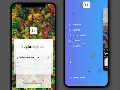 Blog UI 2 gradient list login logo menu register ui ux