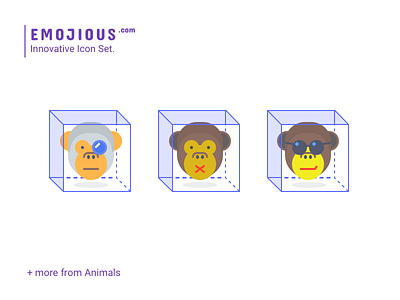 Emojious Animals emoji flat icons illustration monkey premium smileface