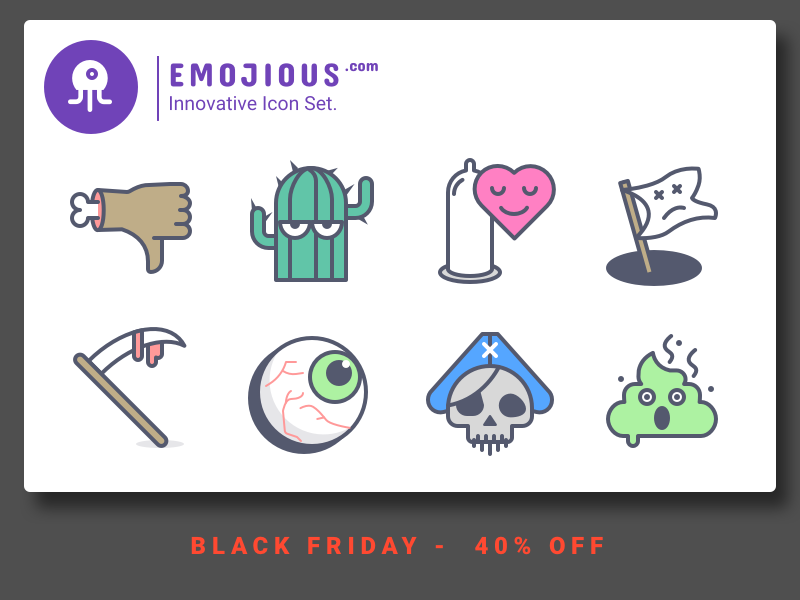 Emojious - Black Friday black friday cactus devil shit pirate like dislike condom nasty illustration icon premium freebie icons