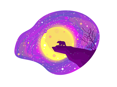 Bear Night bear icons illustration moon night space stars