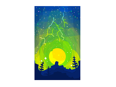 Thunders forest illustration landscape moon mountain night storm thunder