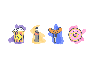 Movie Night Icons coke cookie cornflake donut grill icons illustration sausage