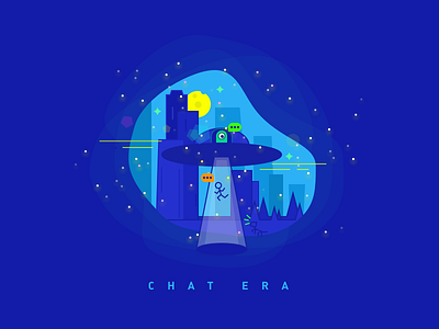 Chat Era alien city conversation dog icon illustration message