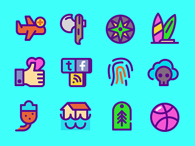 Thick Icons bold color icon outline stroke strong thick