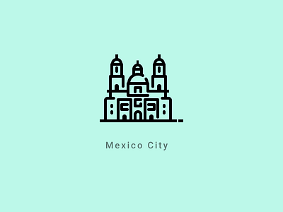 Mexico City cathedral church icon illustration landmark line stroke