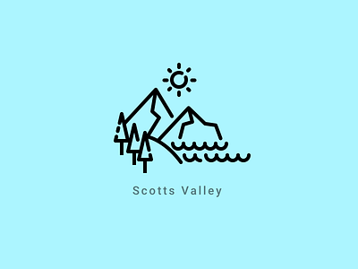 Scotts Valley forest icon illustration mountains ocean sun tree water
