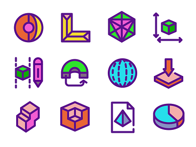 3D Shapes Icons 3d arrow geometry infographic perspective