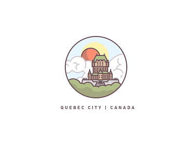Quebec castle citadel icons illustration landscape travel