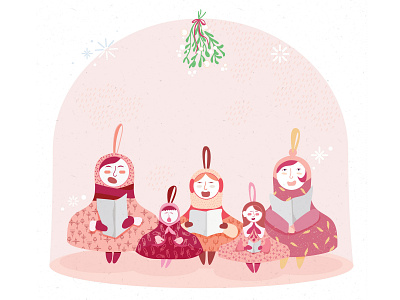 Matryoshka bell choir adobe character design girl illustration illustrator lady objects pastel pink portfolio portrait vector vegetal