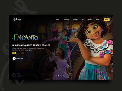 Disney Redesign Concept 2d cinema design disney movies movies website online stream portal streaming web design web portal webpage