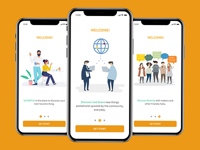 User Onboarding UI Design app button design design flat design illustration ios app design orange ui ux vector