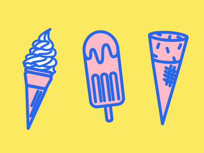 Ice cream drumstick ice cream icon icypole illustration mr whippy pink yellow