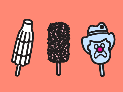 Ice cream black bubble o bill ice cream icon icy pole illustration retro salmon
