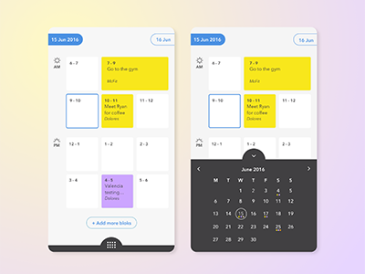 Bloks - Scheduling app by Penny Wongpaibool on Dribbble