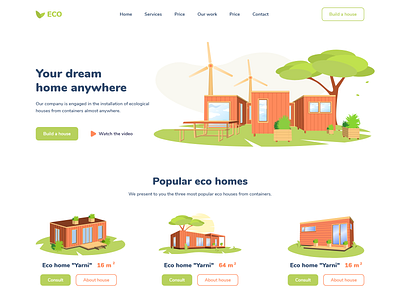 Eco home animation clean design colorful design eco illustraion logo ui ux vector webdesign website website concept