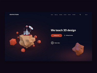 3D Studio website 3d awesome design concept design creative design design graphicdesign illustration inspiration landingpage typography ui uiux design ux vector webdesign website